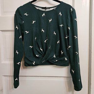 Daisy May Boutique Hunter Green Faux Twist Crop Top
